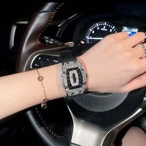 Dazzling Silver and Black Designer Watch